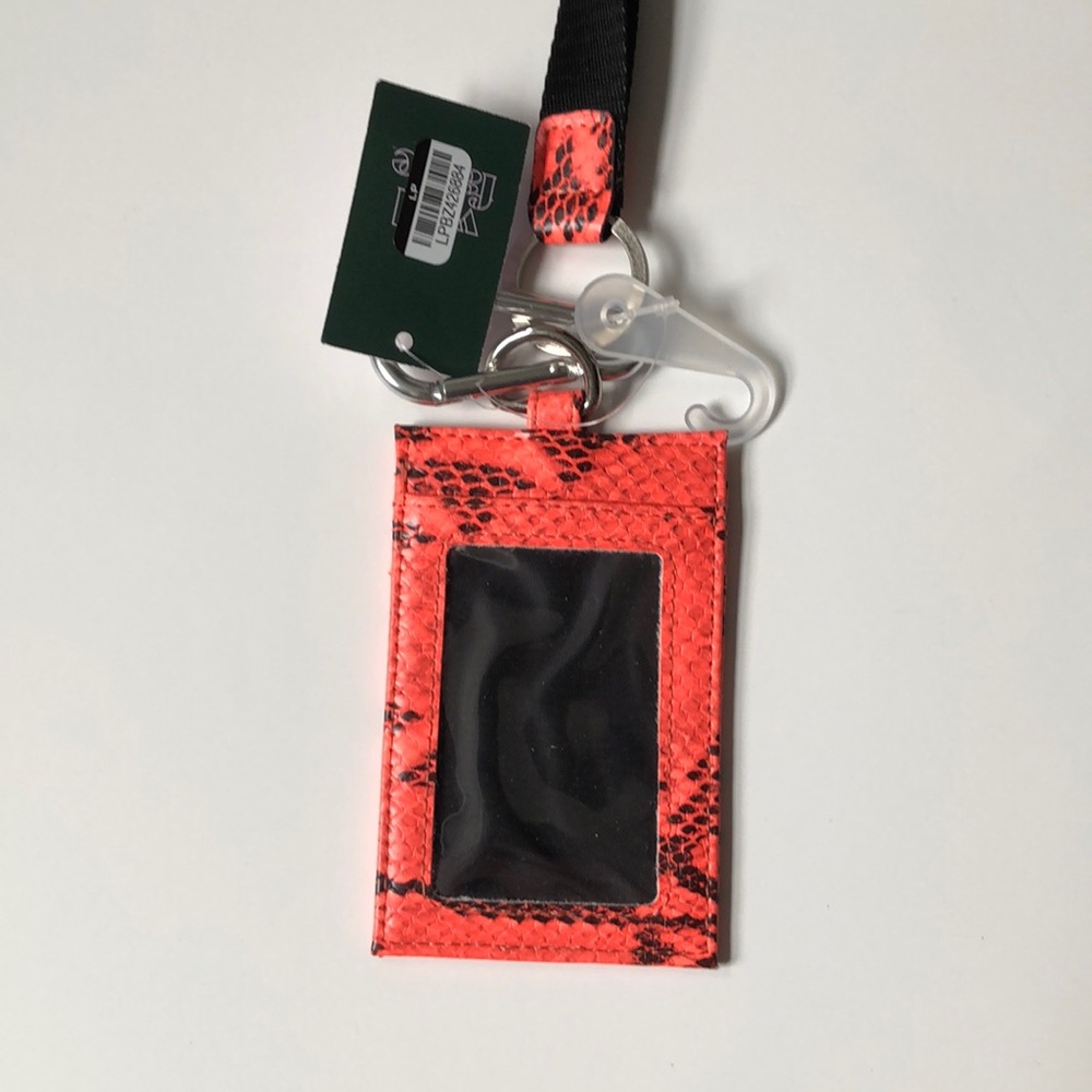 Neon Orange Snake Print Lanyard Name Tag - Picture 2 of 3